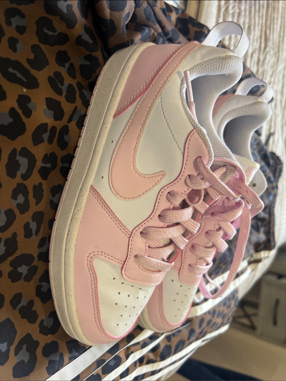 Nike Kids Pink and White Low Top Sneakers